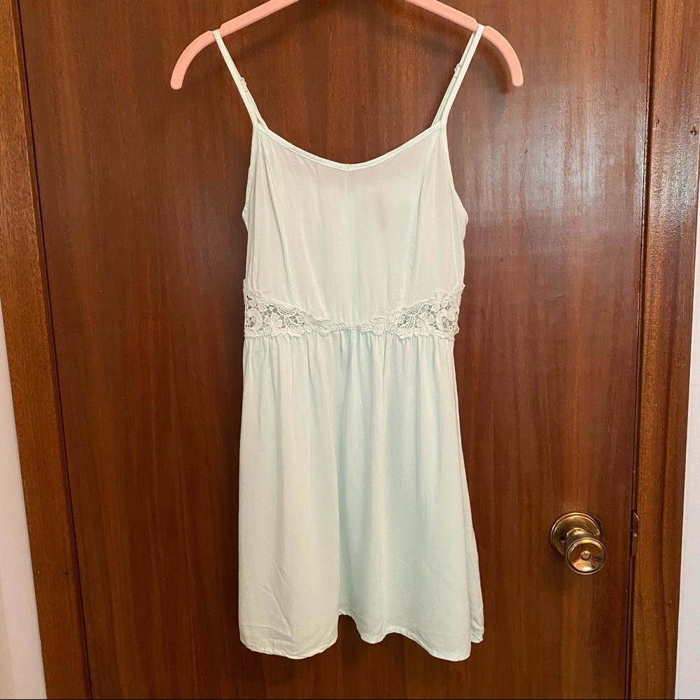 H&M Mint Blue Lace Sides A-line Mini Dress